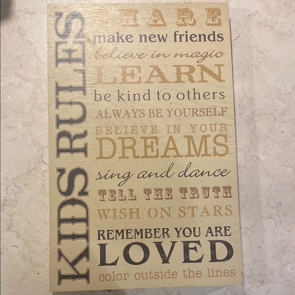 Inspirational Kids Rules Wall Art